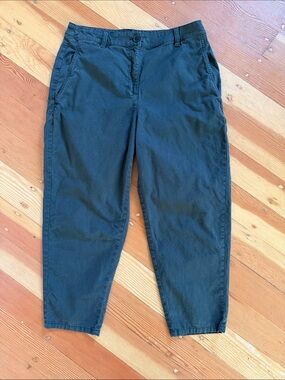 Eileen Fisher Organic Cotton Hemp Blend Green Chino Pants 8 Petite